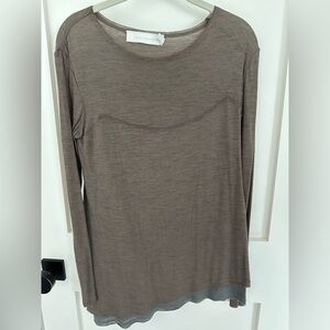 Vintage Donna Karan a-symmetric hem safari top. Size M